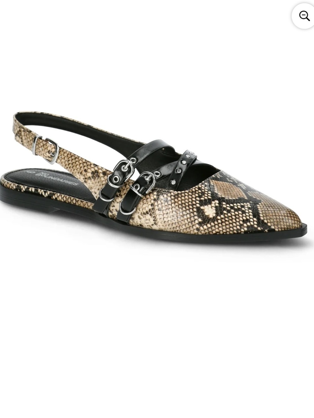 No Boundaries Women’s Faux Leather Strappy Moto Snake Skin Flats SZ 11 New Biker